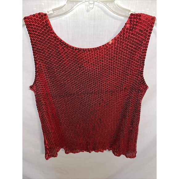 Michelle Antonelli Women’s Dressy Tank Top Size Medium Red Sequined Party NWOT - Picture 8 of 12